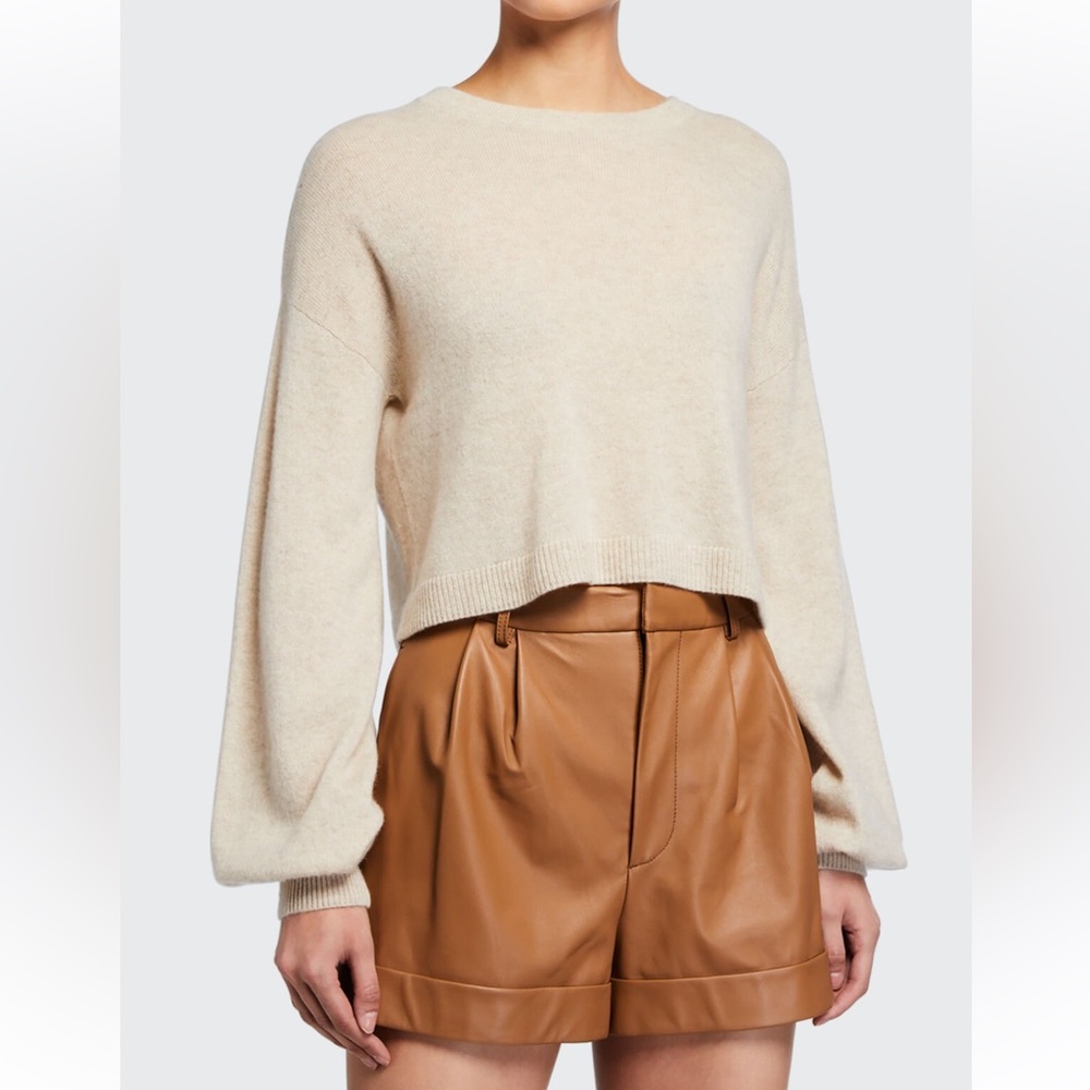 Alice & Olivia Cashmere Ansley cropped blouson sleeved sweater